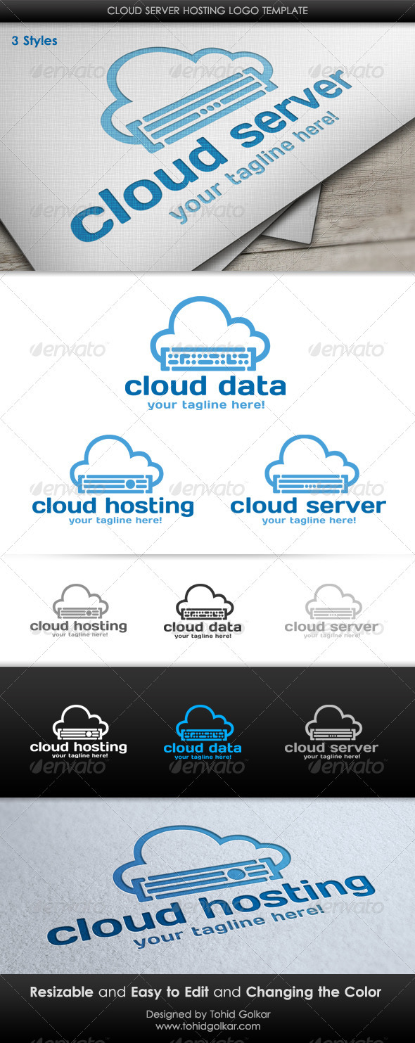 Cloud Hosting IT Logo Template photo - 1