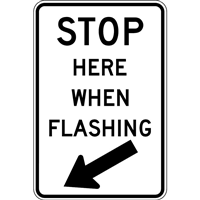 STOP HERE WHEN FLASHING SIGN VECTOR Logo photo - 1